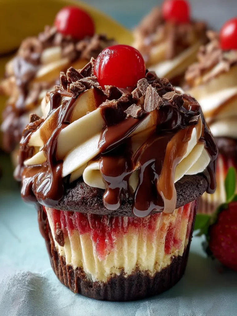 Heavenly Chocolate Banana Split Cupcakes – Easy Dessert Recipe First Image