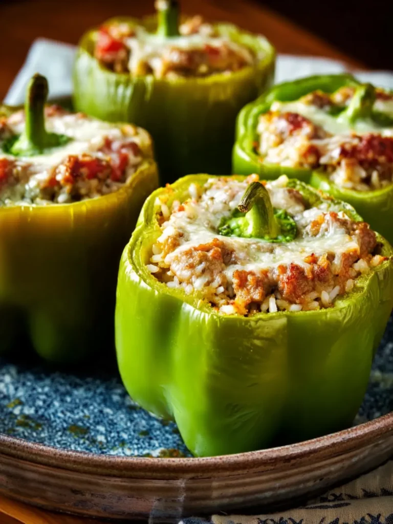 Stuffed Green Peppers (with Rice, Italian Sausage, and Parmesan) First Image