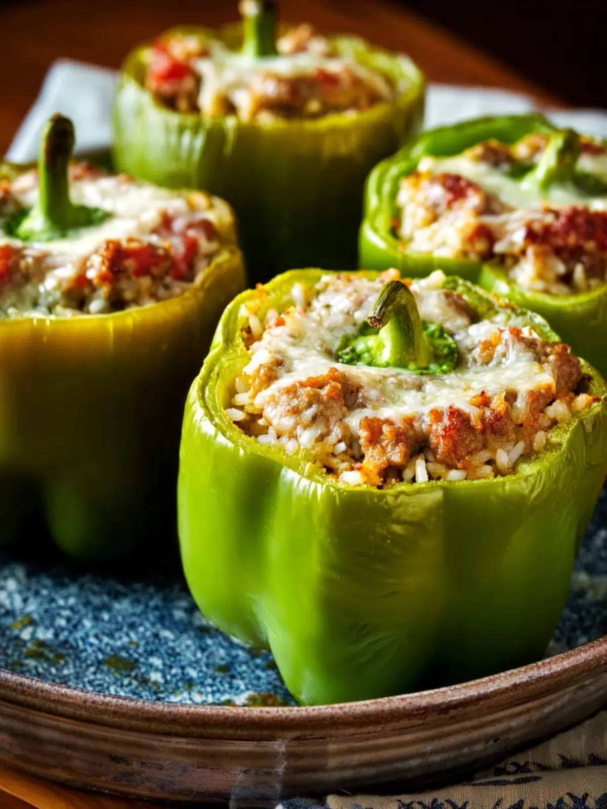 Stuffed Green Peppers (with Rice, Italian Sausage, and Parmesan) First Image