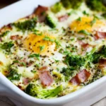 Broccoli, Ham, and Mozzarella Baked with Eggs First Image