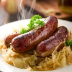 Beer Braised Bratwurst with Apple Sauerkraut First Image