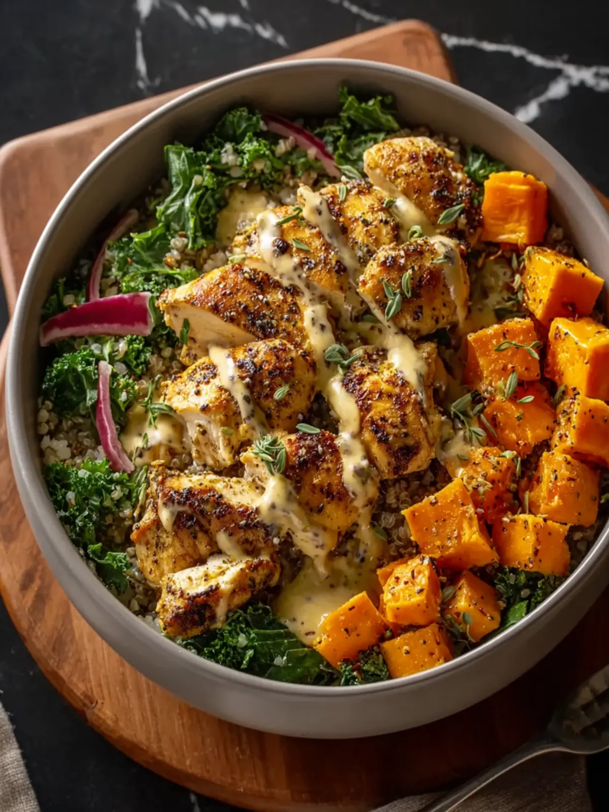 Maple Dijon Chicken & Sweet Potato Bowls First Image