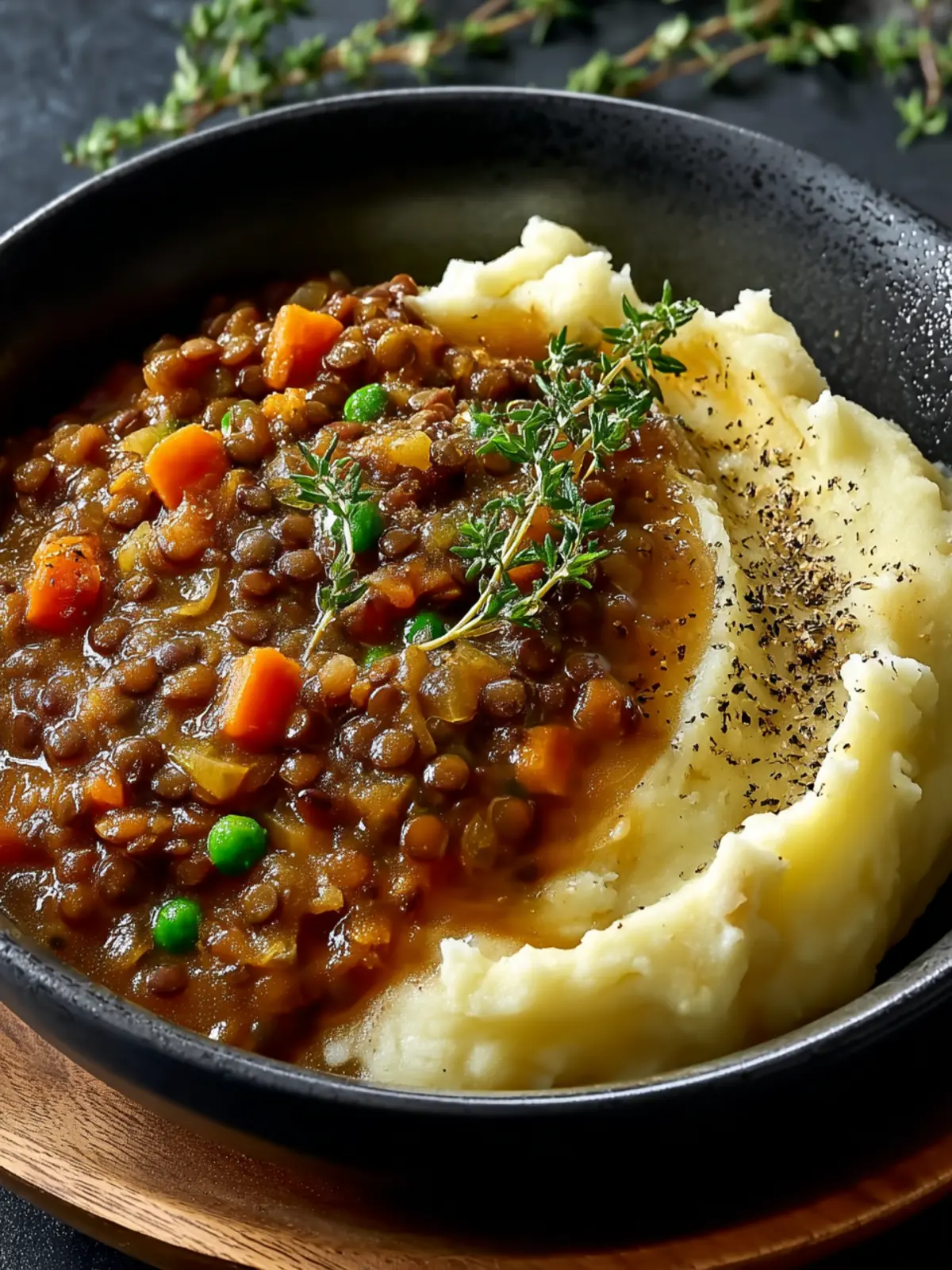Comforting Lentil Stew with Creamy Mashed Potatoes First Image