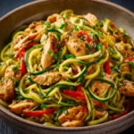 Garlic Chicken Zucchini Noodles Stir Fry First Image