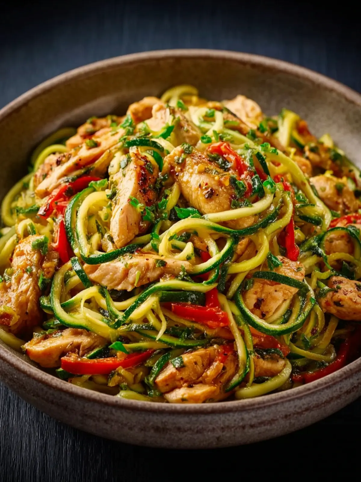 Garlic Chicken Zucchini Noodles Stir Fry First Image
