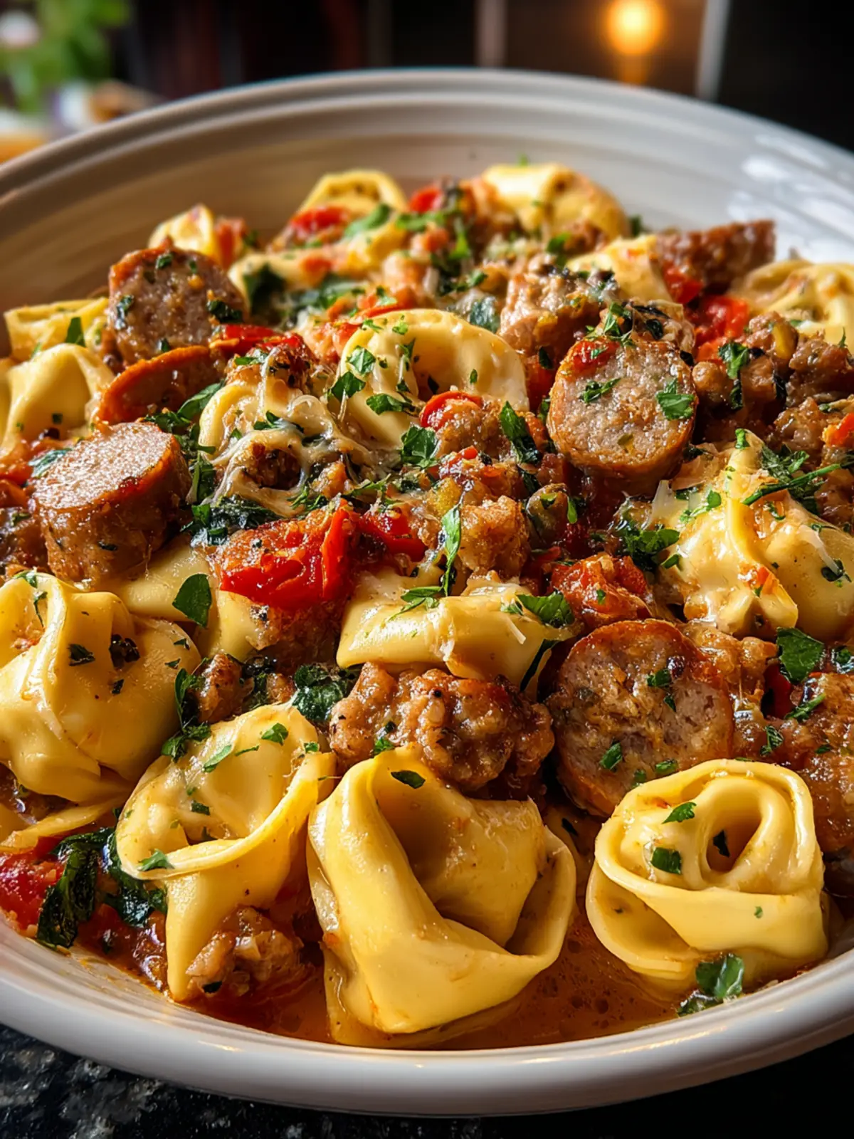 Savory Crockpot Cheese Tortellini and Sausage Delight First Image