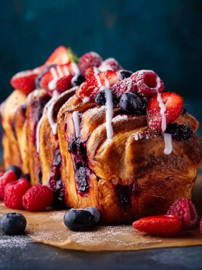 Berry Pull Apart Bread (No-Yeast, 4th of July Breakfast) First Image