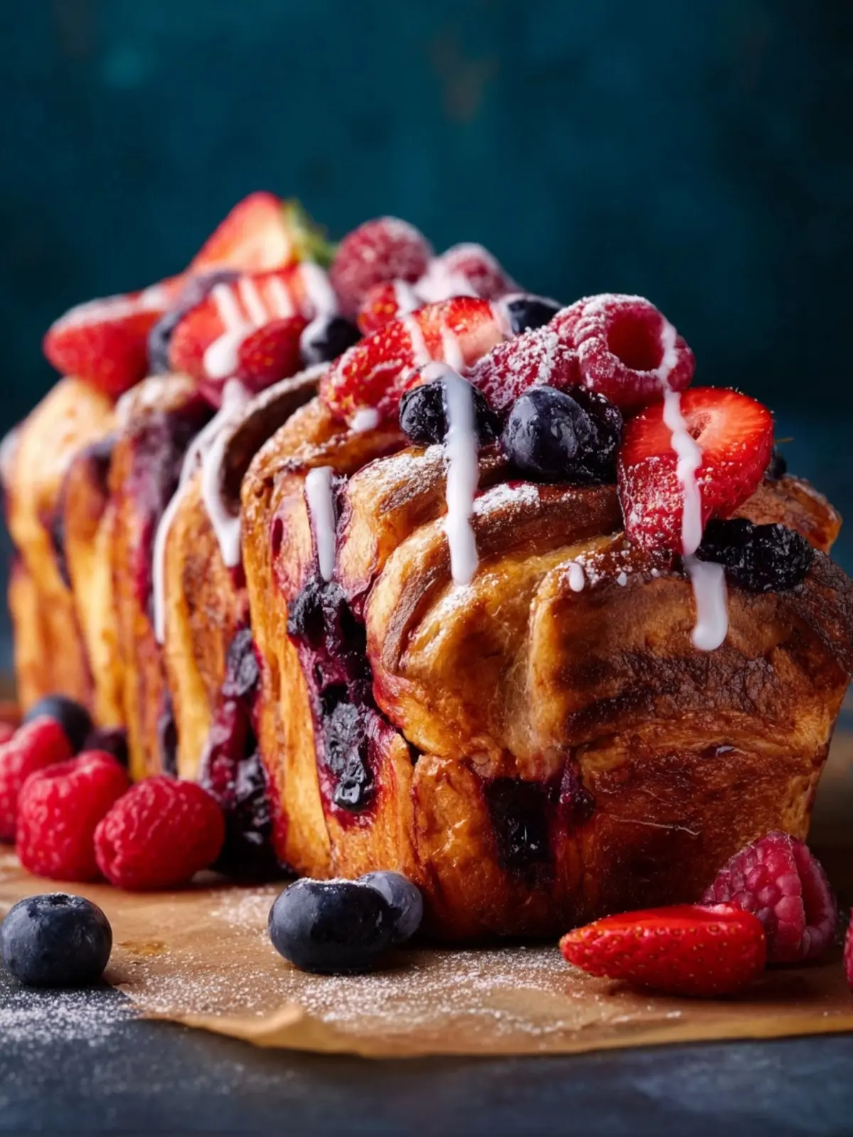 Berry Pull Apart Bread (No-Yeast, 4th of July Breakfast) First Image