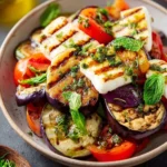Easy Grilled Halloumi and Eggplant Recipe First Image