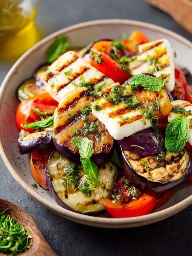 Easy Grilled Halloumi and Eggplant Recipe First Image